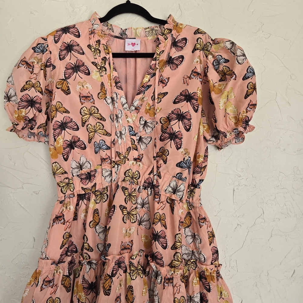 Buddy Love Pink Butterfly Print Short Dress - Picture 4 of 12